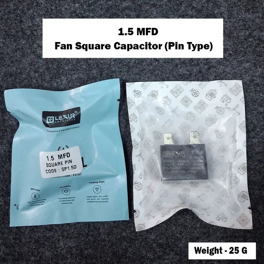 1.5 MFD Fan Square Capacitor (Pin Type) (Pouch)