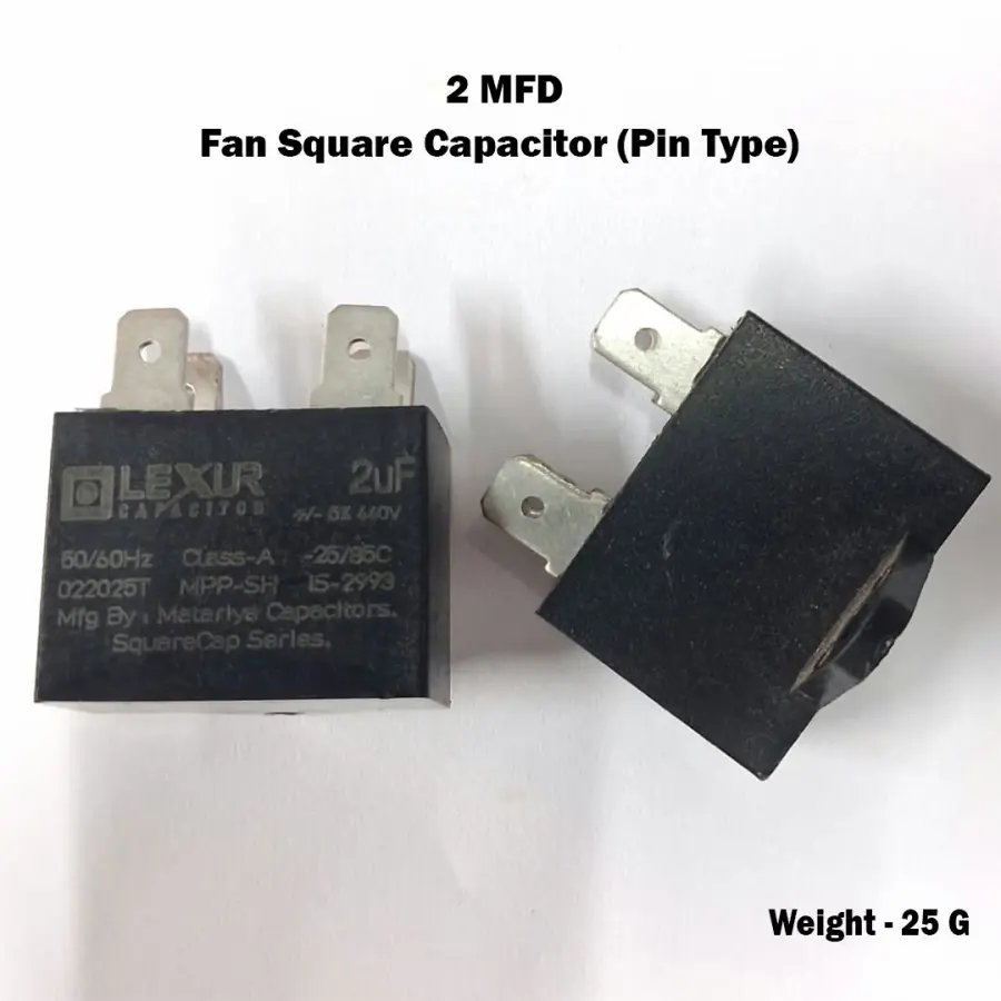 2 MFD Fan Square Capacitor (Pin Type)