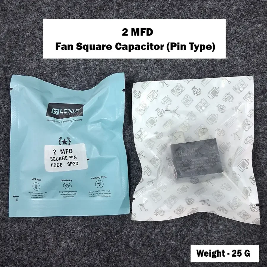 2 MFD Fan Square Capacitor (Pin Type)