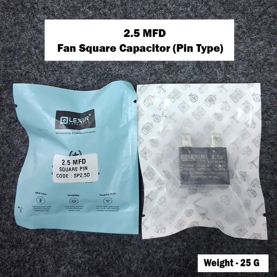 2.5 MFD Fan Square Capacitor (Pin Type)