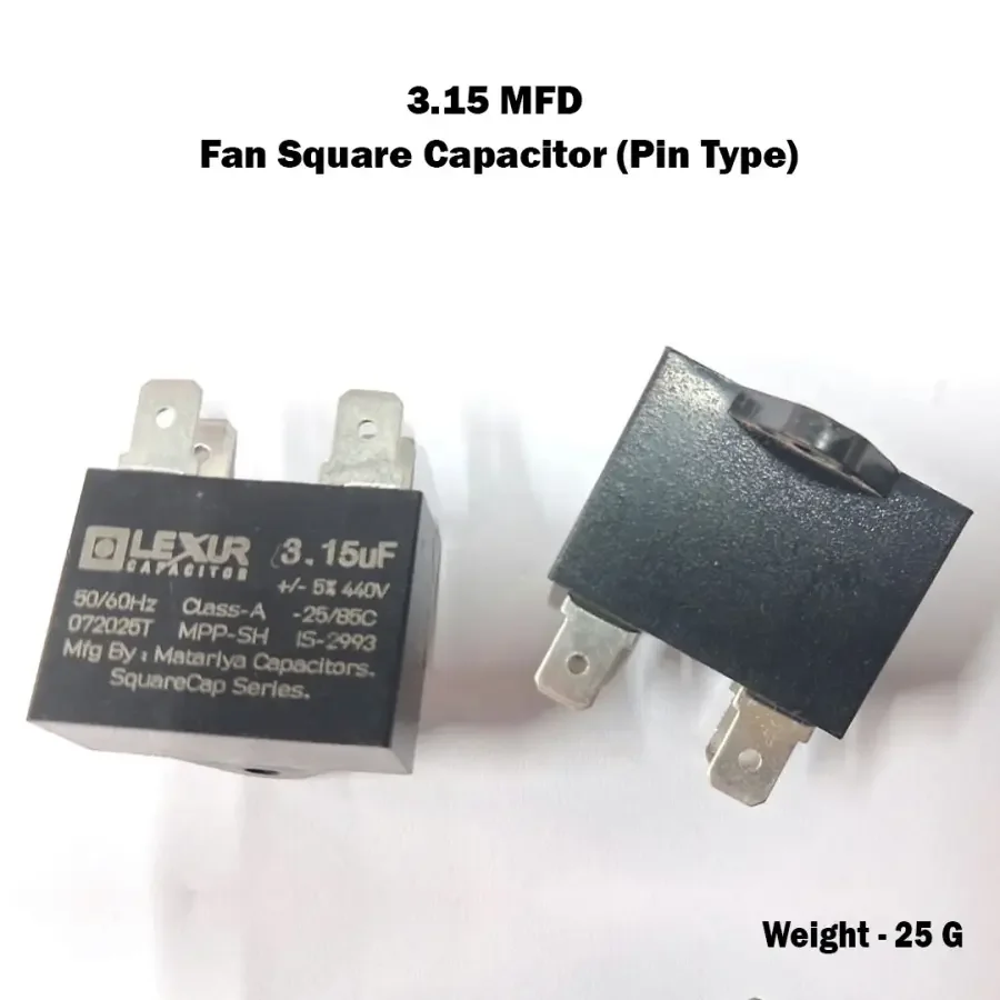 3.15 MFD Fan Square Capacitor (Pin Type)