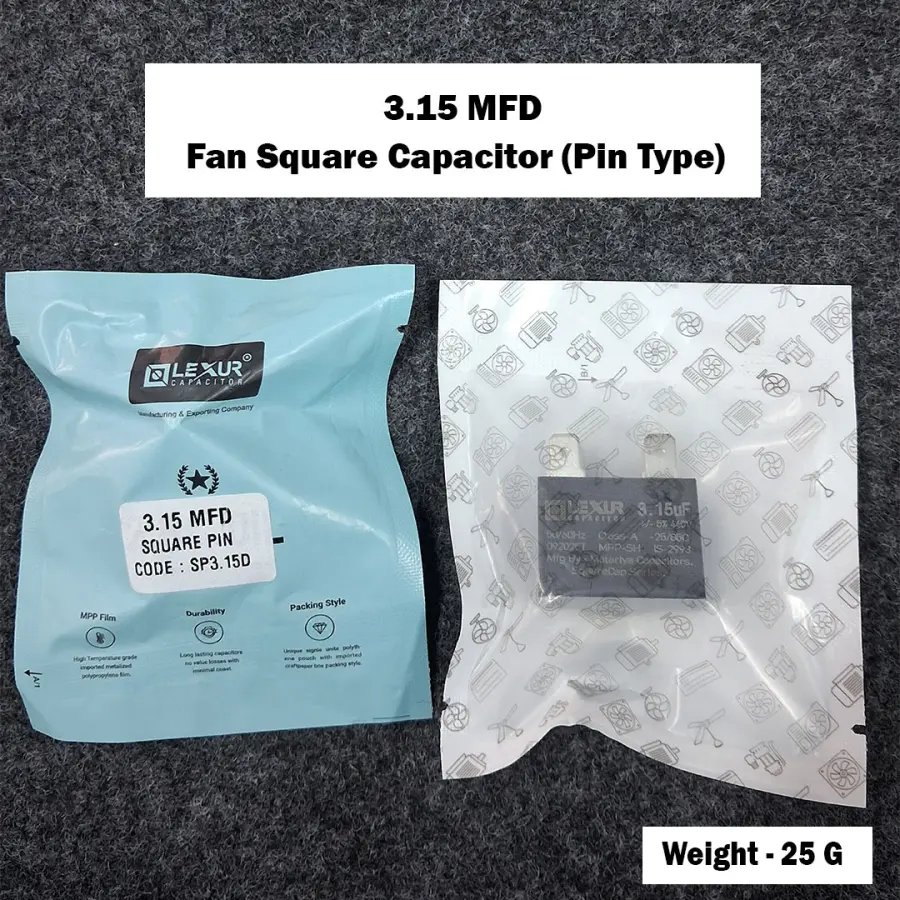 3.15 MFD Fan Square Capacitor (Pin Type)