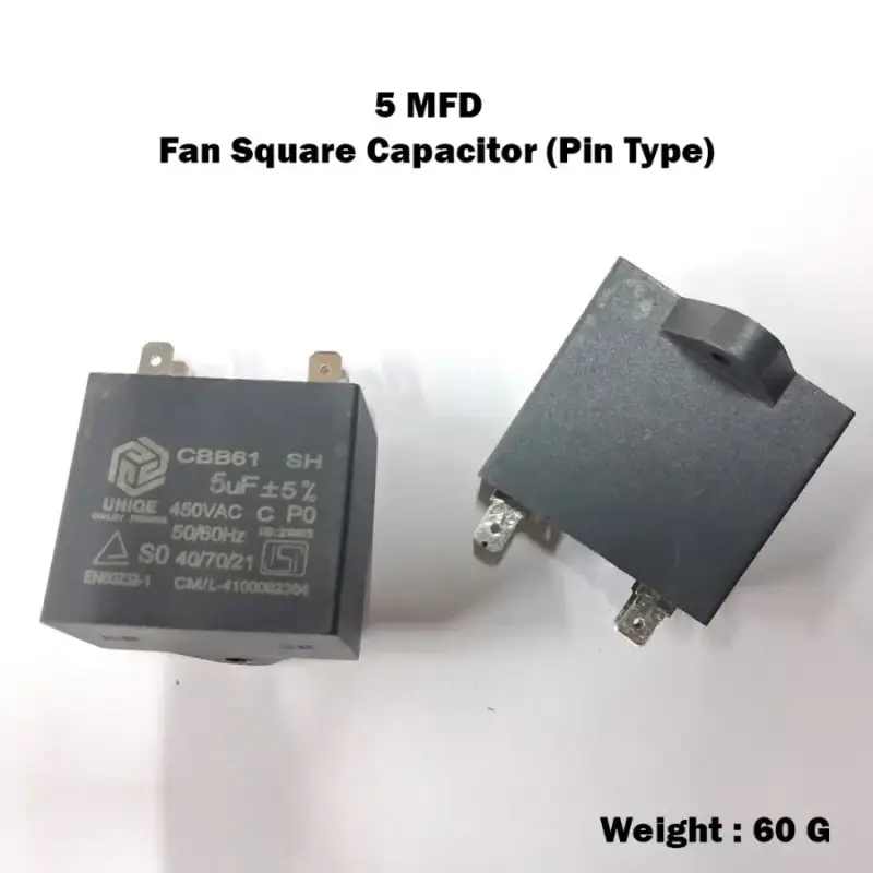5 MFD Fan Square Capacitor (Pin Type)