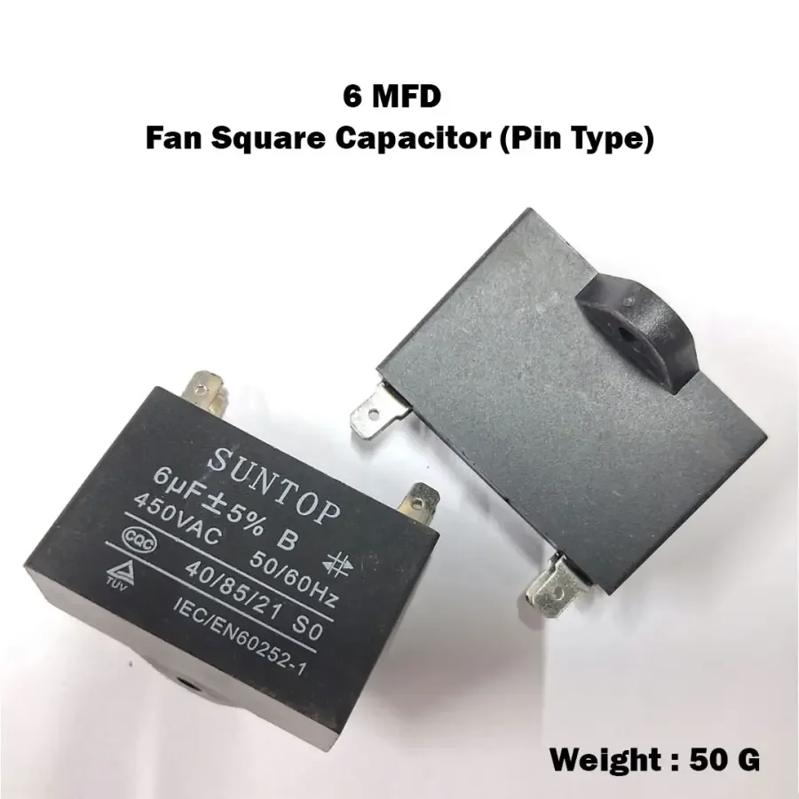 6 MFD Fan Square Capacitor (Pin Type)