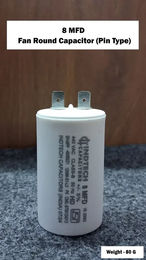 8 MFD Fan Round Capacitor (Pin Type)