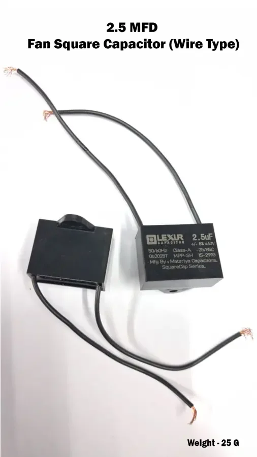 2.5 MFD Fan Square Capacitor (Wire Type)