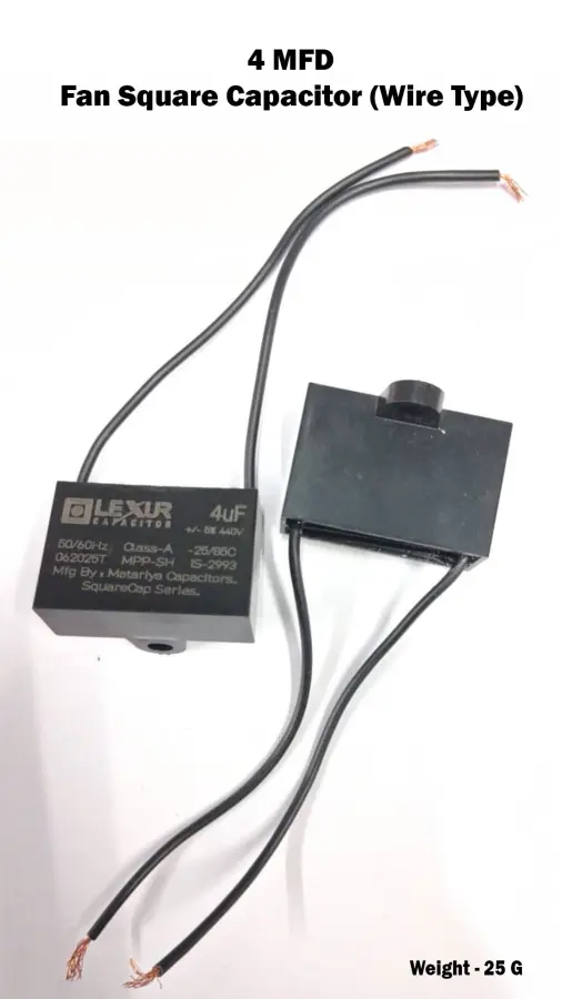 4 MFD Fan Square Capacitor (Wire Type) (Pouch)