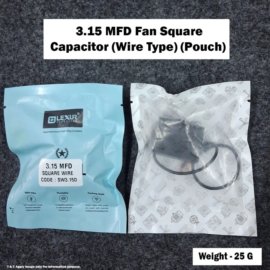 3.15 MFD Fan Square Capacitor (Wire Type) (Pouch)