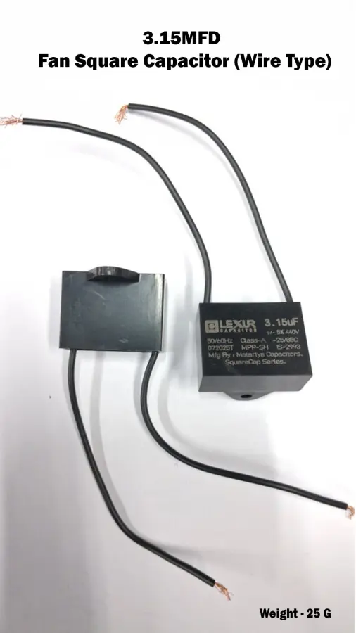 3.15 MFD Fan Square Capacitor (Wire Type) (Pouch)