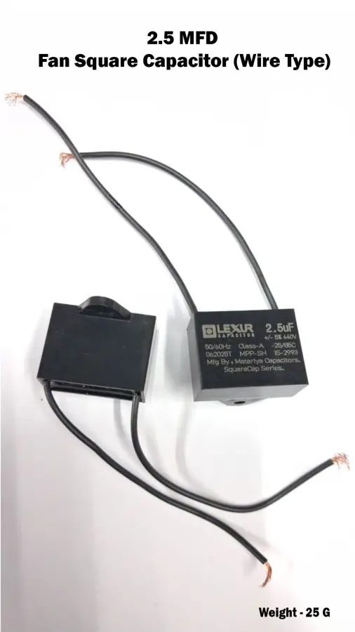 2.5 MFD Fan Square Capacitor (Wire Type) (Pouch)