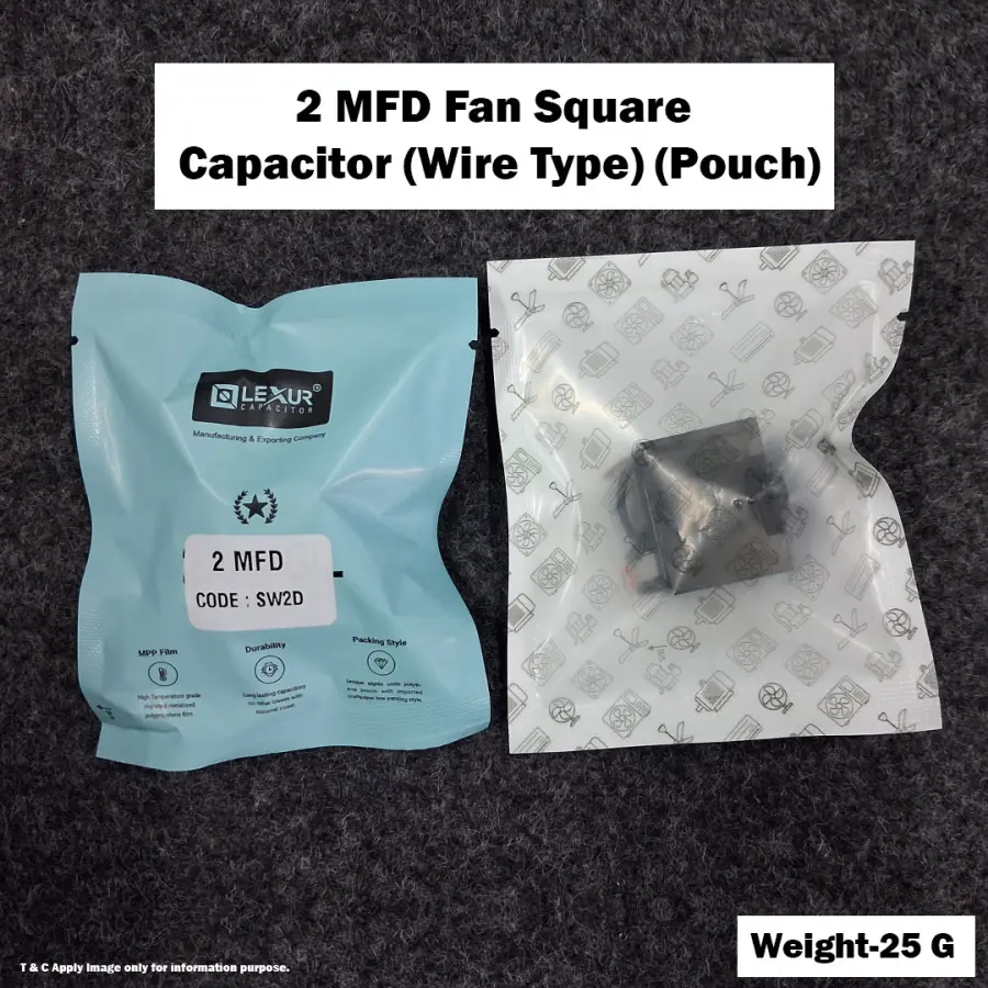2 MFD Fan Square Capacitor (Wire Type) (Pouch)