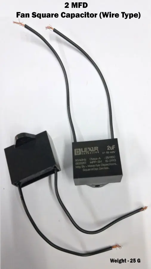 2 MFD Fan Square Capacitor (Wire Type) (Pouch)