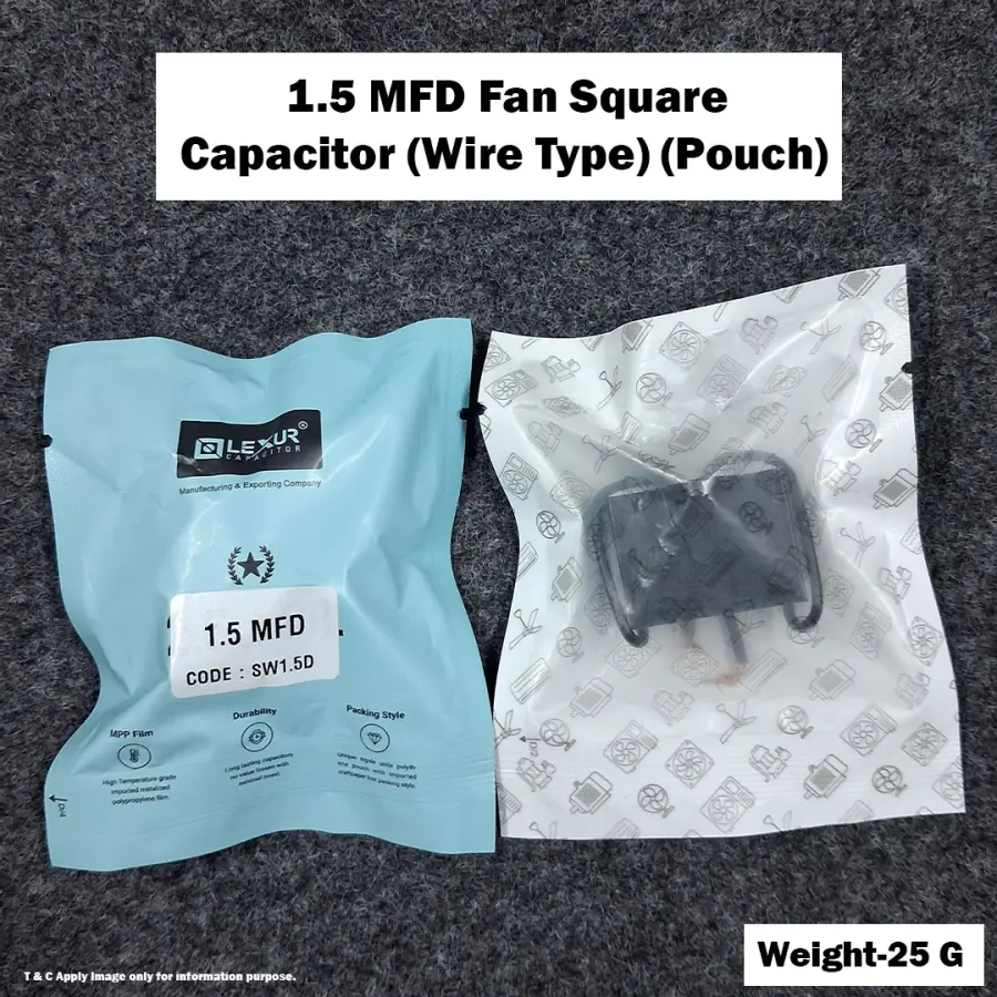 1.5 MFD Fan Square Capacitor (Wire Type) (Pouch)