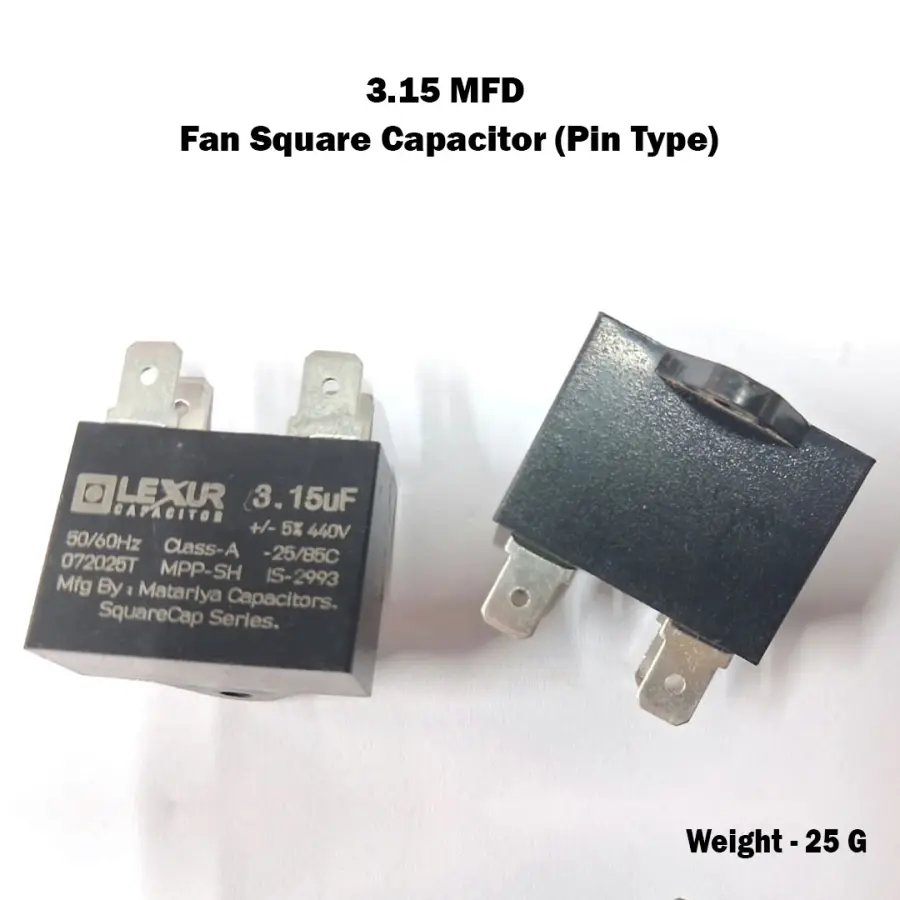 3.15 MFD Fan Square Capacitor (Pin Type) (Pouch)