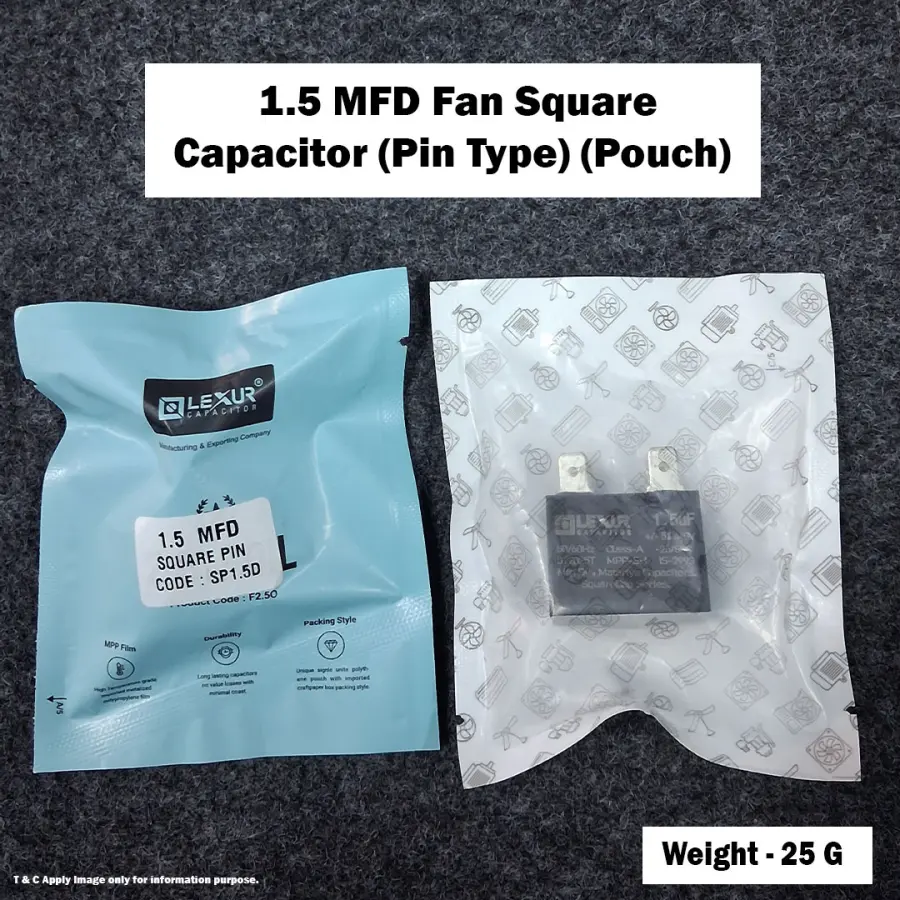 1.5 MFD Fan Square Capacitor (Pin Type) (Pouch)