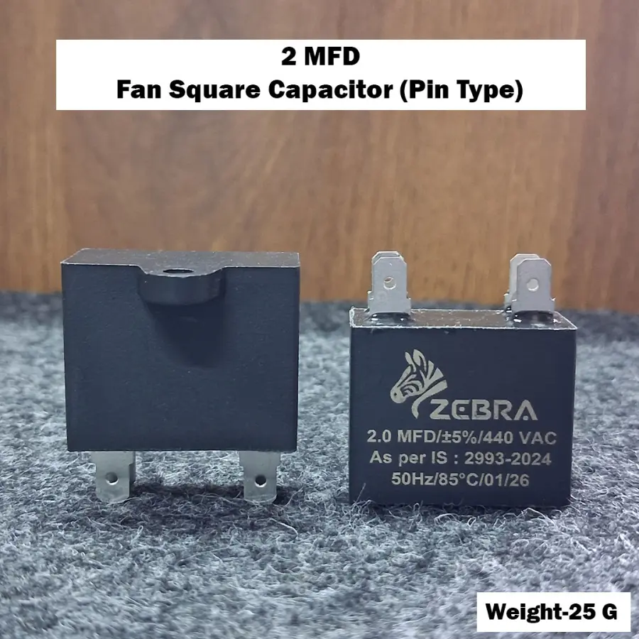 2 MFD Fan Square Capacitor (Pin Type)