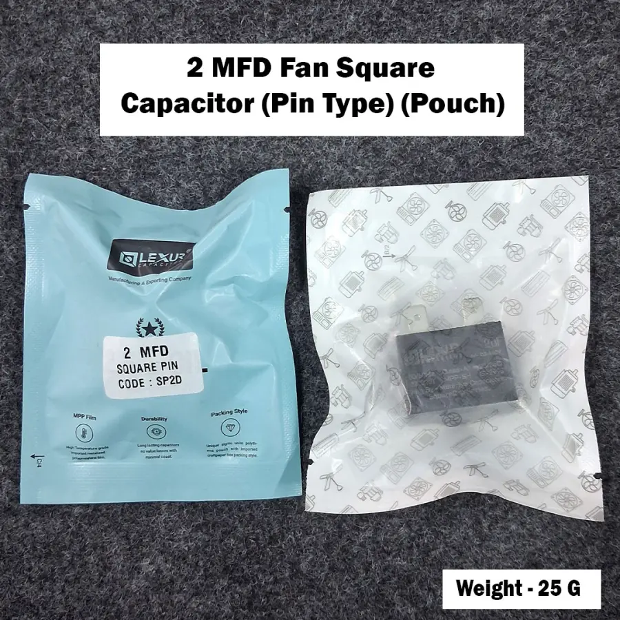 2 MFD Fan Square Capacitor (Pin Type) (Pouch)