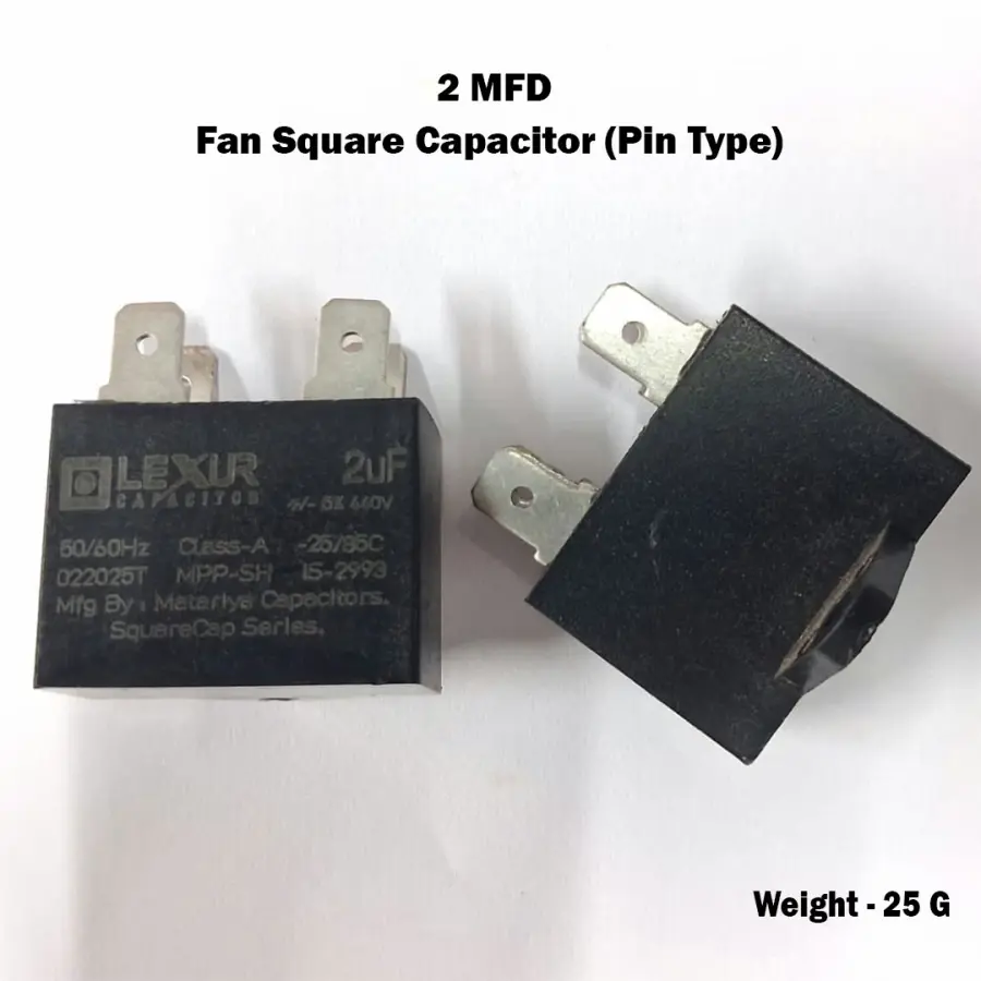 2 MFD Fan Square Capacitor (Pin Type) (Pouch)