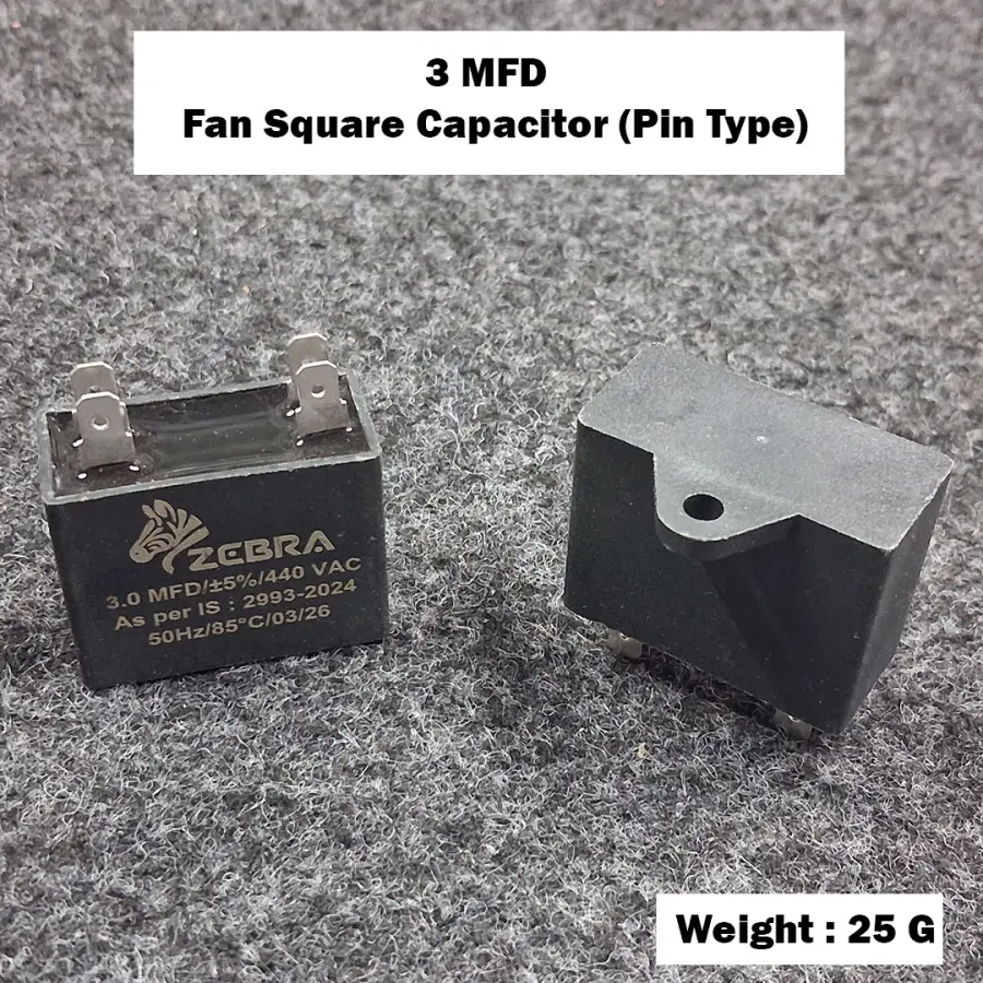 3 MFD Fan Square Capacitor (Pin Type)