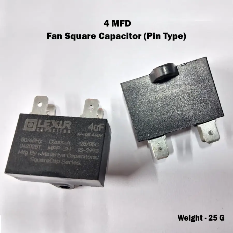 4 MFD Fan Square Capacitor (Pin Type) (Pouch)
