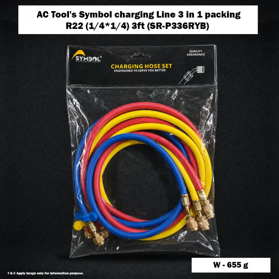 AC Tool's Symbol charging Line 3 in 1 packing R22 (1/4*1/4) 3ft (SR-P336RYB)