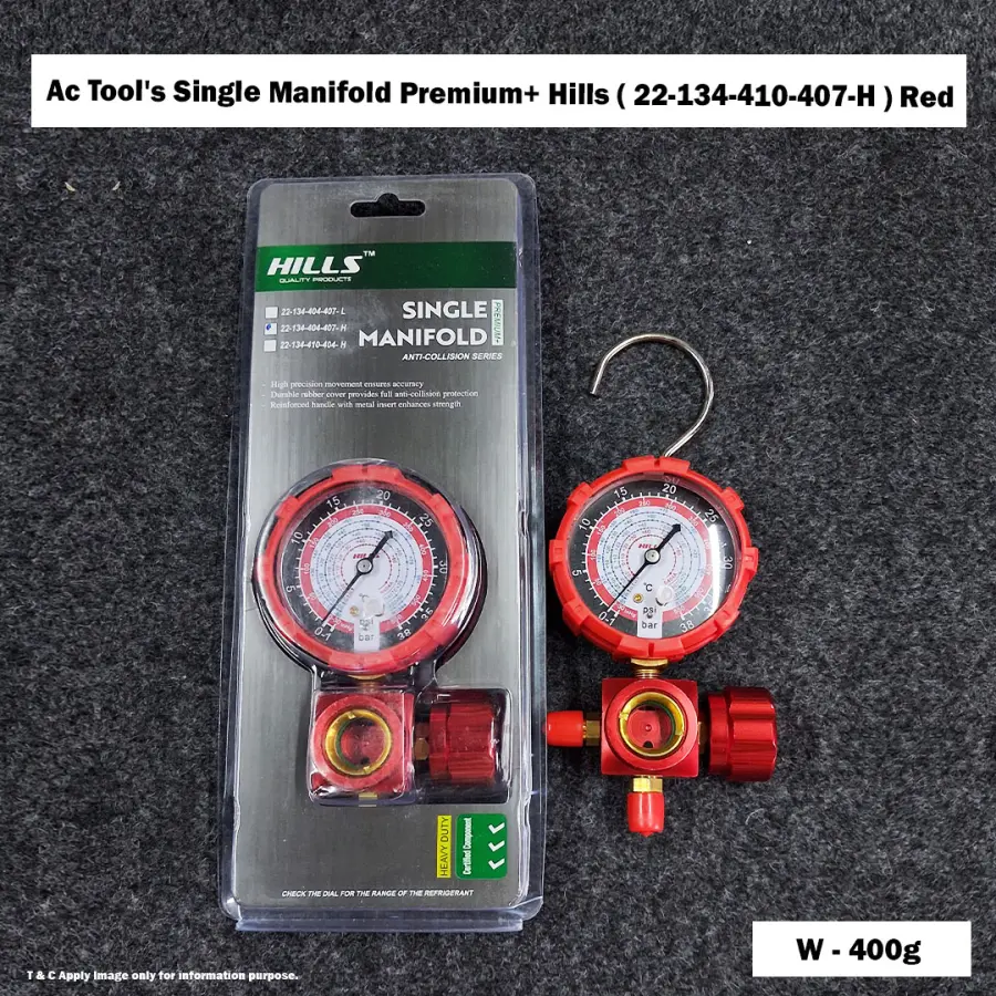 Ac Tool's Single Manifold Premium+ Hills ( 22-134-410-407-H ) Red