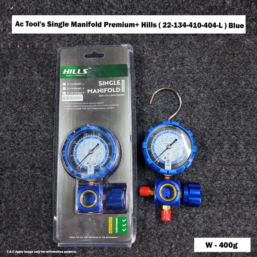 Ac Tool's Single Manifold Premium+ Hills ( 22-134-410-404-L ) Blue