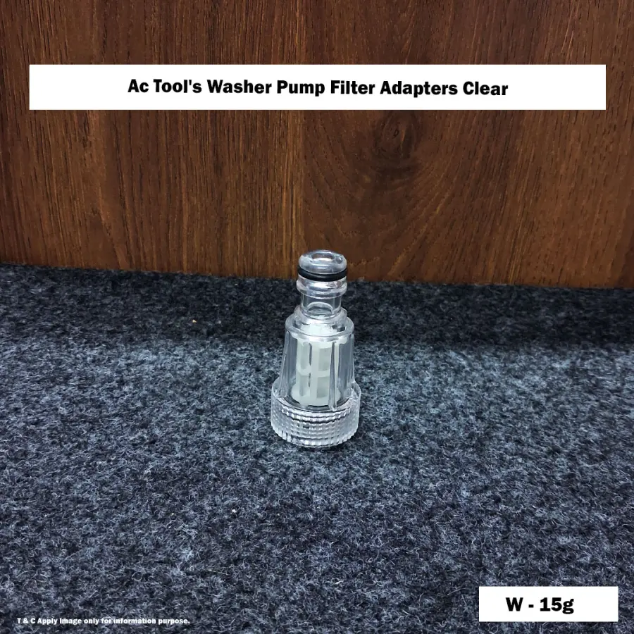 Ac Tool's Washer Pump Filter Adapters Clear