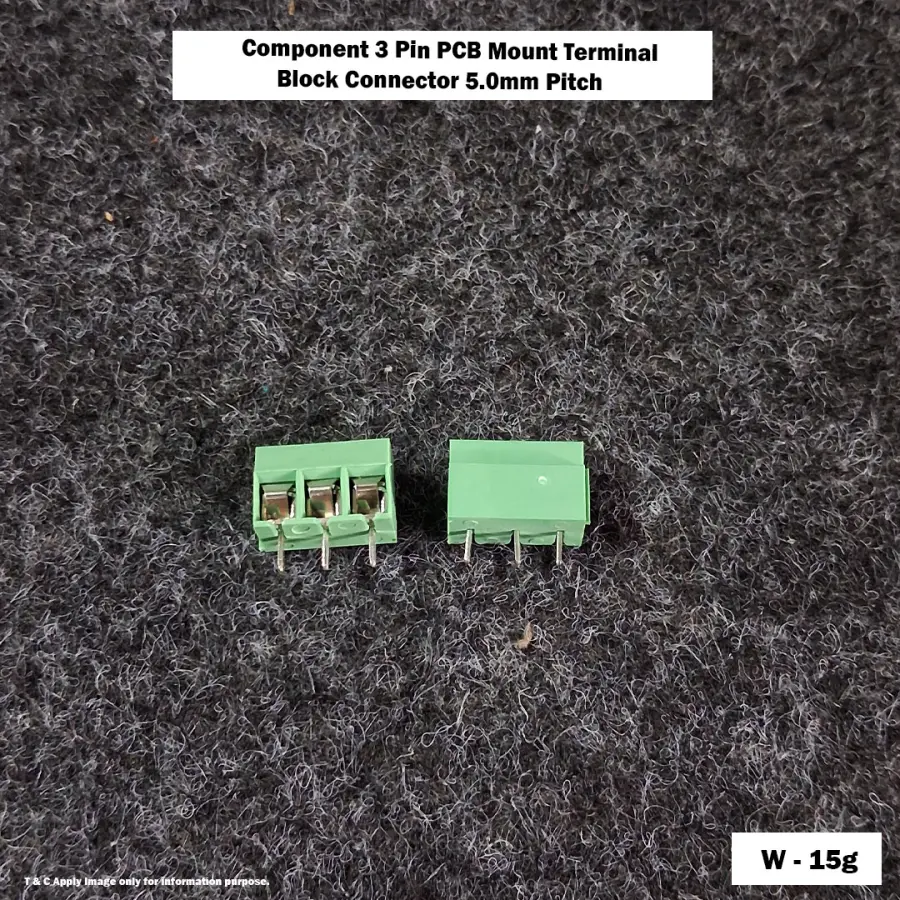 Component 3 Pin PCB Mount Terminal Block Connector 5.0mm Pitch