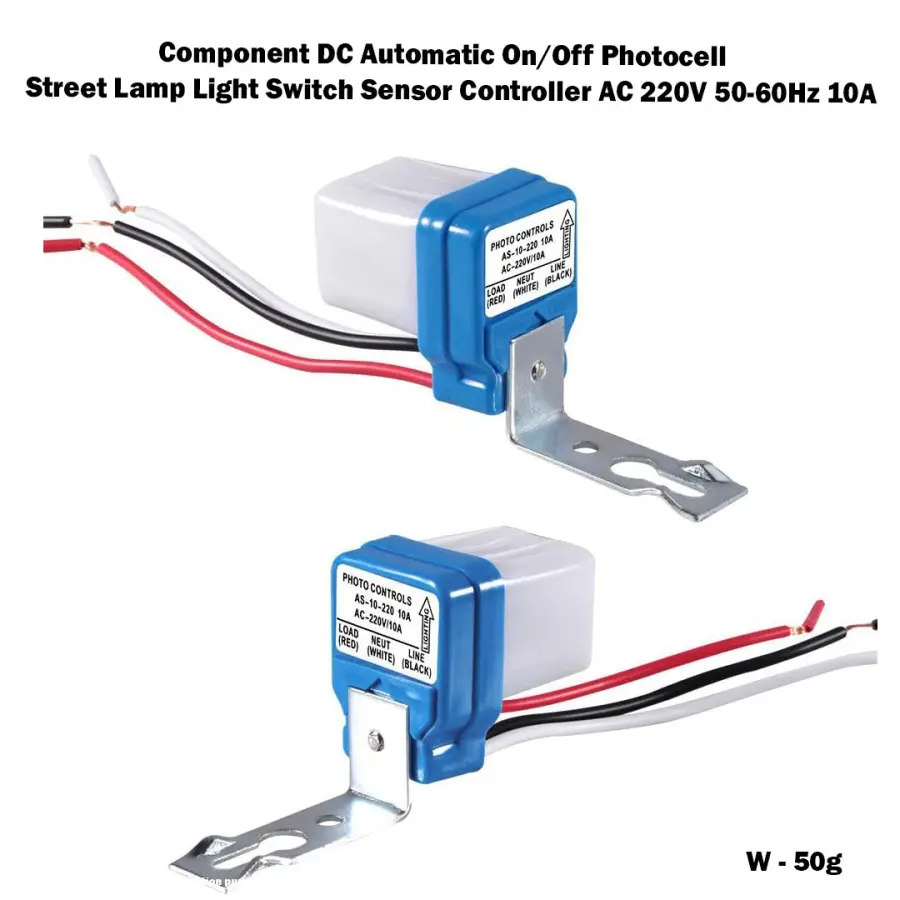 Component DC Automatic On/Off Photocell Street Lamp Light Switch Sensor Controller AC 220V 50-60Hz 10A